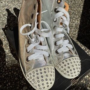 Brand New! Silver and Gold Studded Women's Sneakers